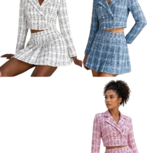 women’s-plaid-blazer-&-skirt-set